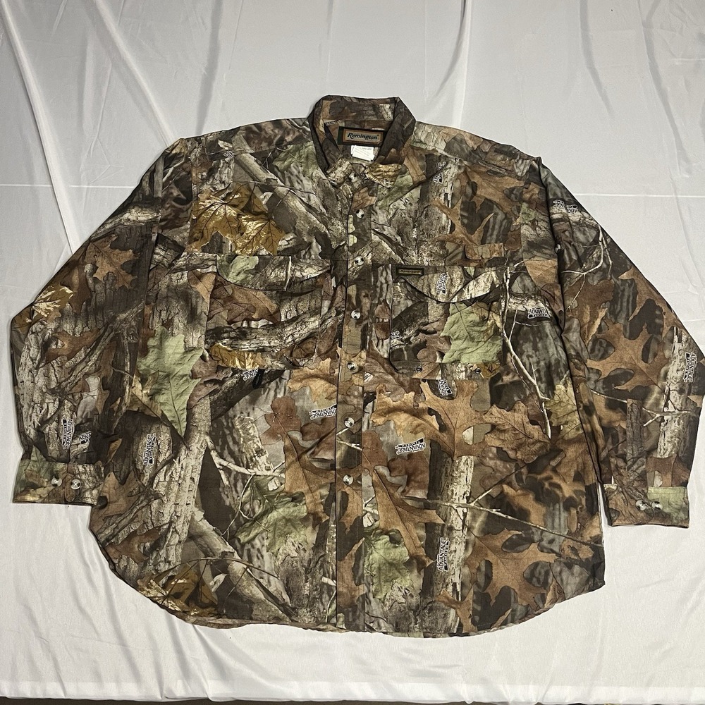Remington Vented Hunting Shirt Men's XL Mossy Oak Camo Long Sleeve Fishing Nylon